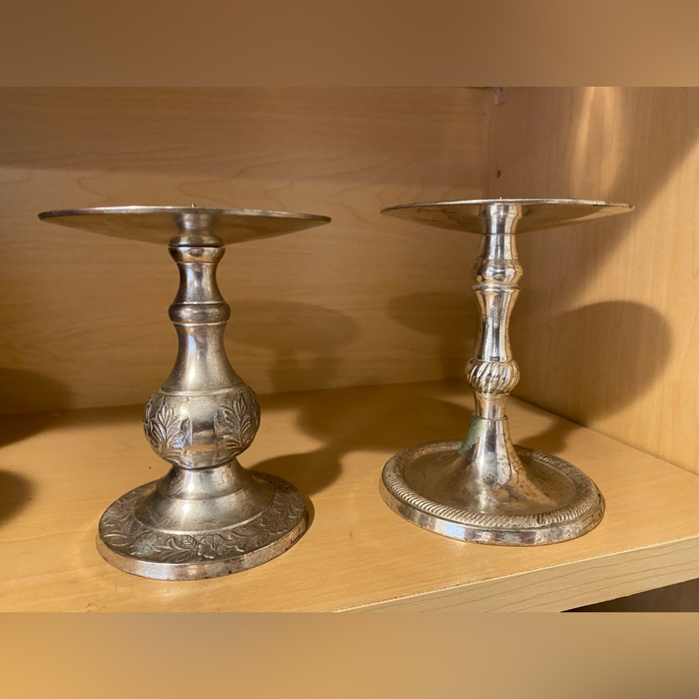 lot of 2 silver plated Candlestick holders 5”